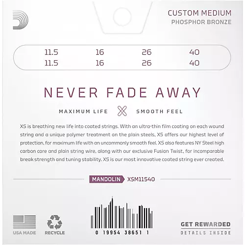 D'Addario XS Phosphor Bronze Mandolin Strings (11.5-40)