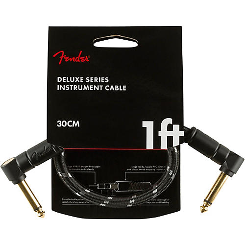 Fender Deluxe Series Angle to Angle Instrument Cable 3 ft. Black Tweed