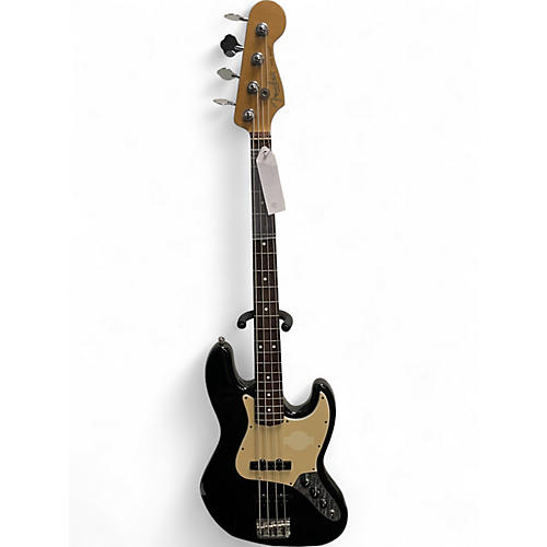 Used 2010s Fender American Standard Jazz Bass Black Electric Bass Guitar Black