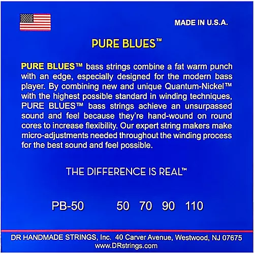 DR Strings Pure Blues Heavy 4-String Bass Strings (50-110)