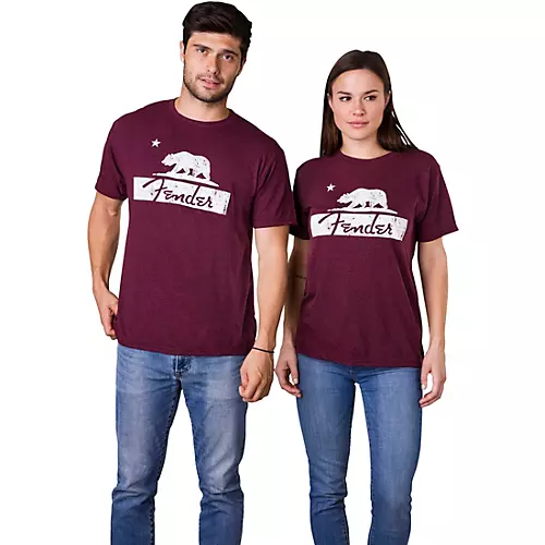 Fender Burgundy Bear Unisex T-Shirt Large Burgundy