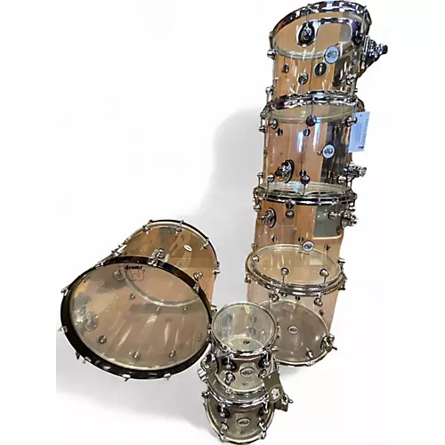 Used DW 8 Piece Design Series Acrylic Clear Drum Kit Clear