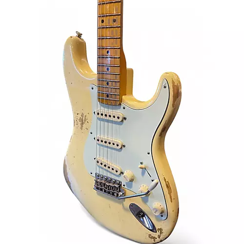Used Fender Custom Shop Heavy Relic 1954 Stratocaster Vintage White Solid Body Electric Guitar Vintage White