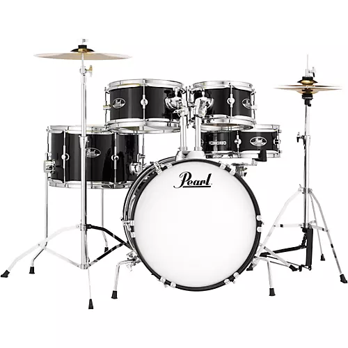 Pearl Roadshow Jr. Drum Set With Hardware and Cymbals Jet Black