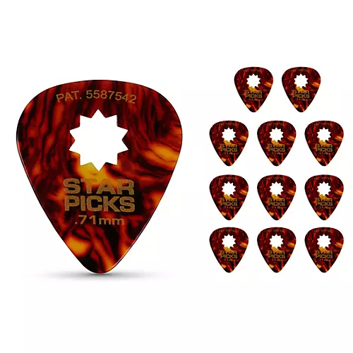 Everly Star Classic Tortoise Shell Guitar Picks Rockstar Mix 12 Pack
