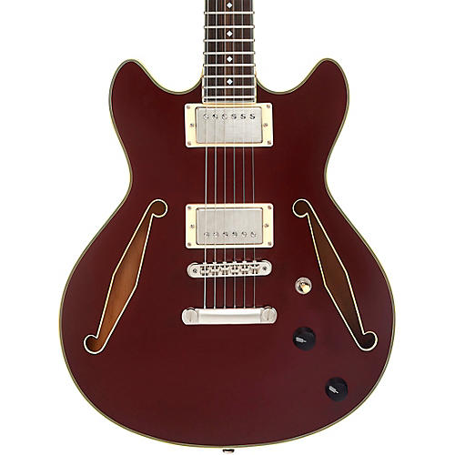 D'Angelico Excel Mini DC Tour Semi-Hollow Electric Guitar With Supro Bolt Bucker Pickups and Stopbar Tailpiece Solid Black
