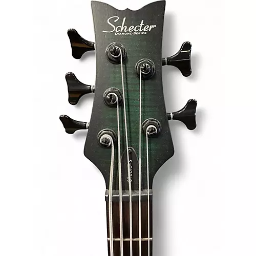 Used Schecter Guitar Research Stiletto Studio 5 String Green Electric Bass Guitar Green