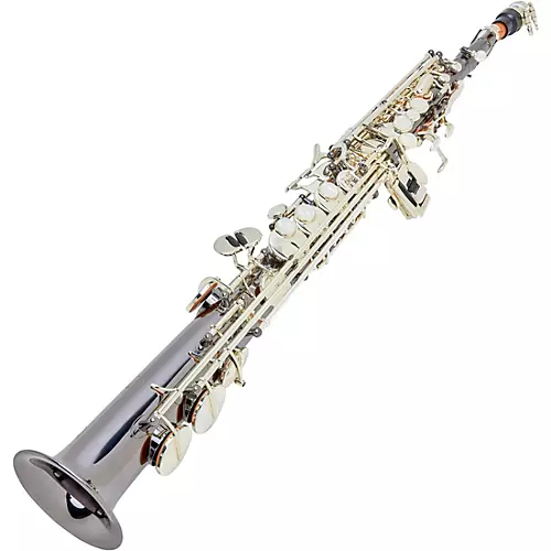 Allora ASPS-450 Vienna Series Straight Soprano Sax Black Nickel Body Silver Keys