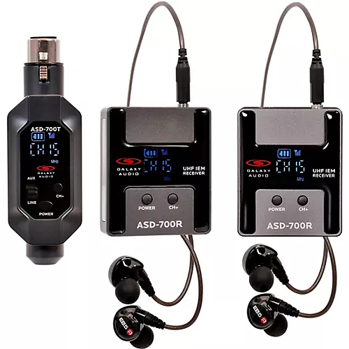 Galaxy Audio ASD-700-2 Digital 15 Channel UHF Plug & Play Wireless In-Ear Monitor Twin Pack System with EB5 Earbuds Frequency CODE B5 550-569 MHz