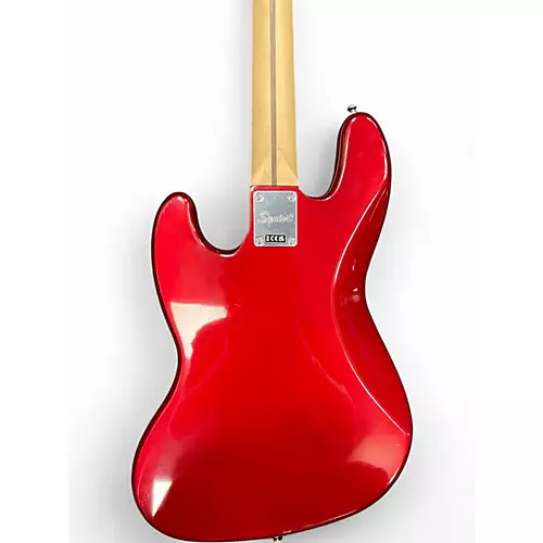 Used Squier Affinity Jazz Bass Chrome Red Metallic Electric Bass Guitar Chrome Red Metallic