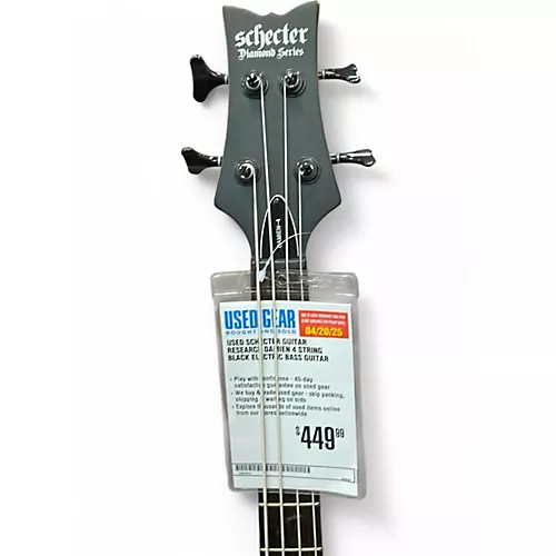 Used Schecter Guitar Research Damien 4 String Black Electric Bass Guitar Black
