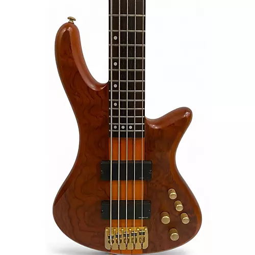 Used Schecter Guitar Research Stiletto Studio 5 String Amber Electric Bass Guitar Amber