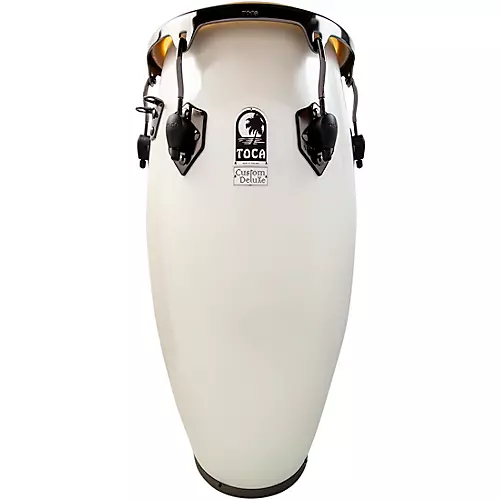 Toca Custom Deluxe Fiberglass Conga Margarita Blanca With Black Mirror Chrome Hardware 12.50 in.