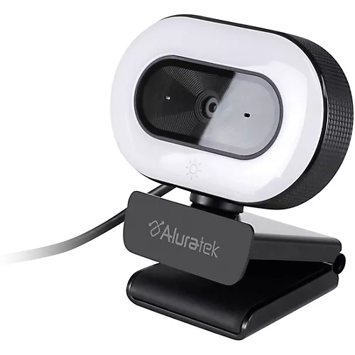 Aluratek 1080P USB Webcam w/Adjustable Lighting, Autofocus & Dual Mics