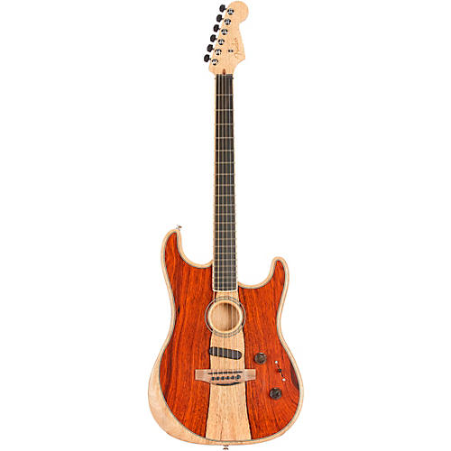 Open-Box Fender Acoustasonic Stratocaster Exotic Wood Acoustic-Electric Guitar Condition 2 - Blemished Natural, Cocobolo 197881059125