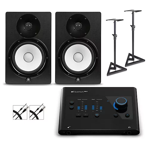 PreSonus Quantum ES2 Audio Interface with Yamaha HS Series Studio Monitor Pair (Cables & Stands Included) HS5 SG