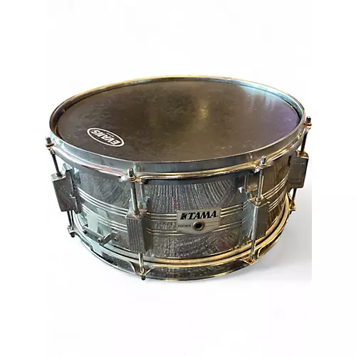 Used TAMA 14X5 Rockstar Series Snare Silver Drum Silver 210