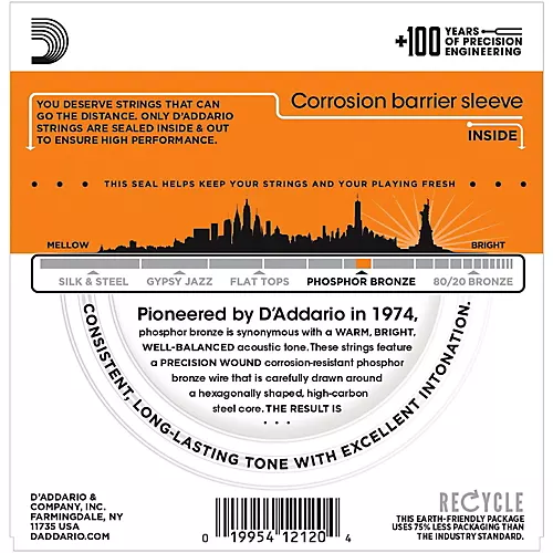 D'Addario EJ41 12-String Phosphor Bronze Extra Light Acoustic Guitar Strings