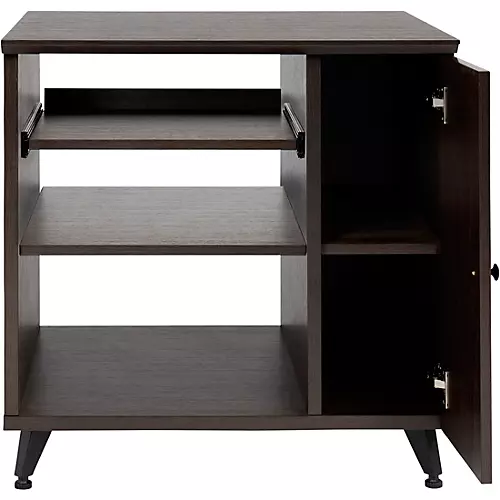 Gator GFW-ELITESIDECAR Elite Furniture Series Rolling Rack Sidecar Cabinet with Configurable Rack Space & Shelving Dark Walnut