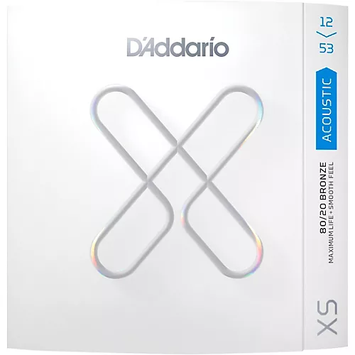 D'Addario XS Acoustic 80/20 Bronze Coated Guitar Strings Light Top/Medium Bottom (12-56)