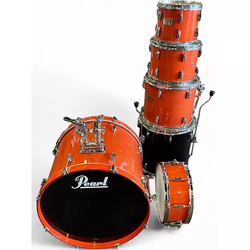 Used Pearl 5 Piece Export orange Drum Kit orange