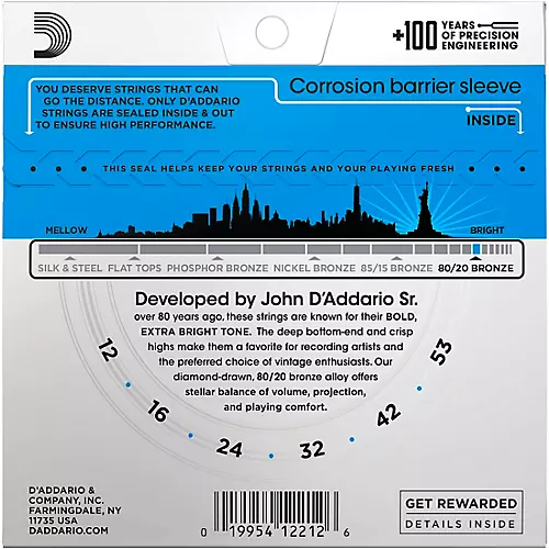D'Addario EJ11 80/20 Bronze Light Acoustic Guitar Strings