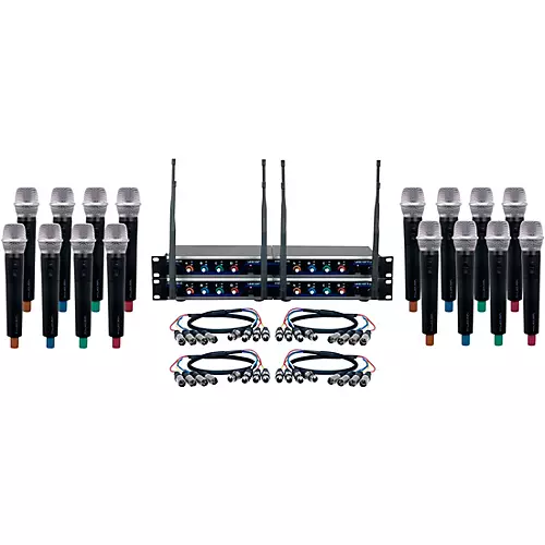VocoPro DIGITAL-ACAPELLA-16 16-Channel UHF Wireless Handheld Microphone System, 900-927.2mHz 902-928 MHz Black