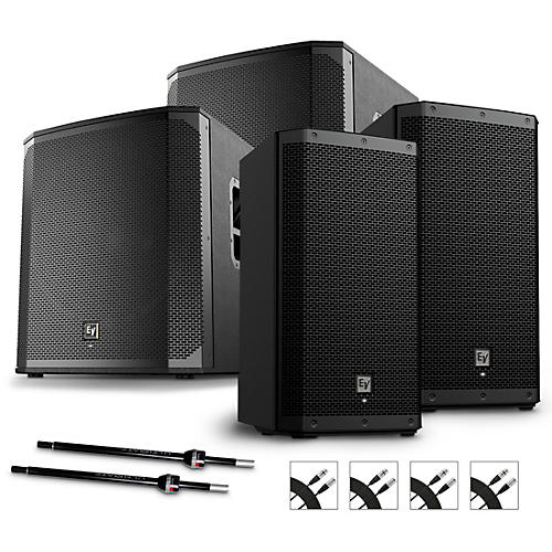 Electro-Voice ZLX-12P G2 Powered Speaker Pair With ELX200-18SP Subwoofers, Stands & Cables
