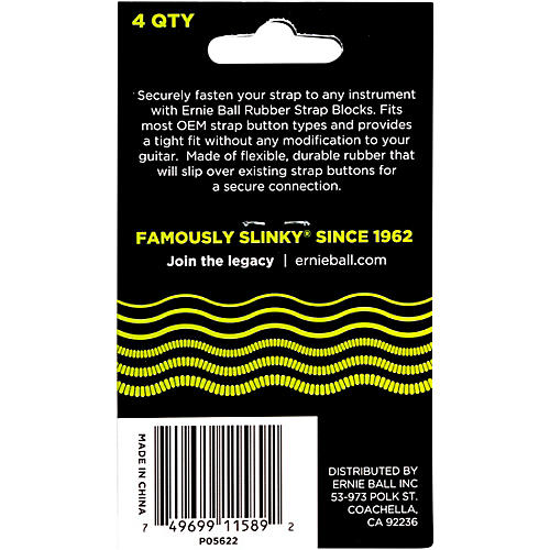 Ernie Ball Rubber Strap Block Gray