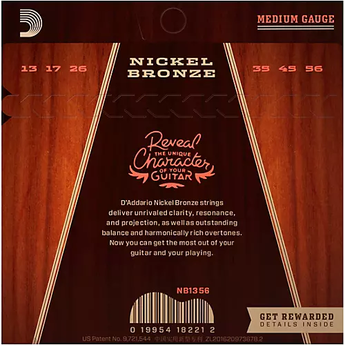 D'Addario NB1356 Nickel Bronze Medium Acoustic Strings