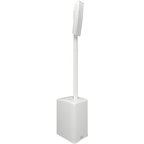 QSC KC12 Active 3-Way Column Speaker Pair With Denon Prime 4+ Standalone DJ Controller & Cables, White