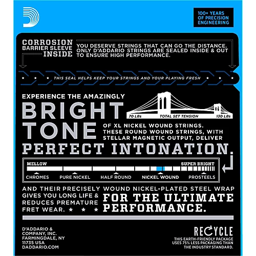 D'Addario EXL115W Nickel Blues/Jazz Wound 3rd Electric Guitar Strings