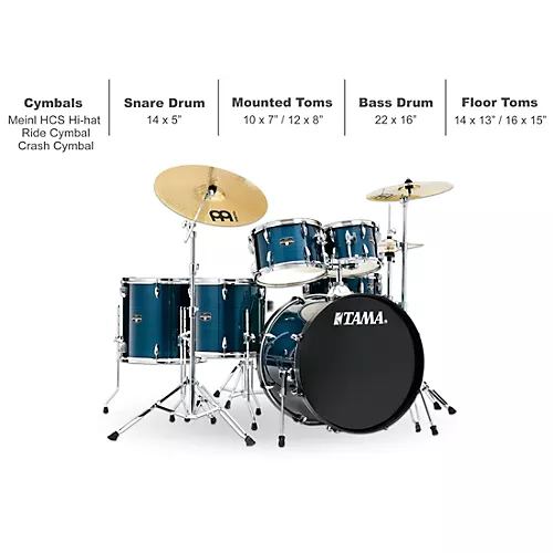 TAMA Imperialstar 6-Piece Complete Drum Set With MEINL HCS Cymbals and 22