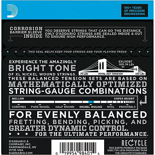 D'Addario EXL110BT Balanced Tension Lite Electric Guitar Strings Single-Pack