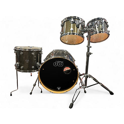 Used DW 4 Piece Performance Series Pewter Sparkle Drum Kit Pewter Sparkle