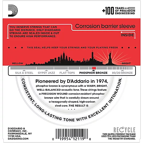 D'Addario EJ39 PB Medium 12-String Acoustic Guitar String Set