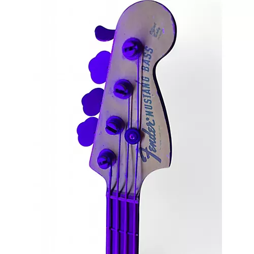 Vintage 1967 Fender Mustang Bass Vintage Ebony over Olympic White Electric Bass Guitar Vintage Ebony over Olympic White