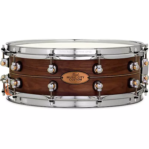 Pearl Music City Custom Solid Shell Snare Walnut with Boxwood-Rose Inlay 14 x 5 in.
