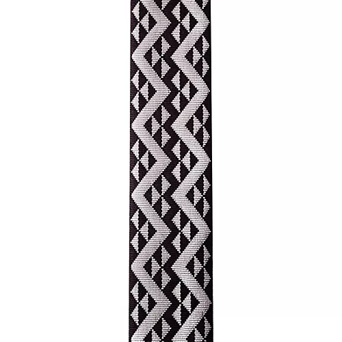 D'Addario Auto Lock Guitar Strap, Black Padded Geometric