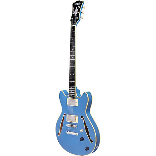 D'Angelico Excel Mini DC Tour Semi-Hollow Electric Guitar With Supro Bolt Bucker Pickups and Stopbar Tailpiece Solid Black