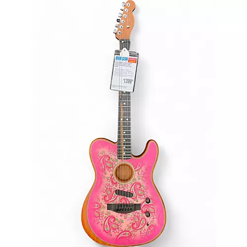 Used Fender ACOUSTASONIC TELECASTER PAISLEY PINK PAISLEY Acoustic Electric Guitar PINK PAISLEY