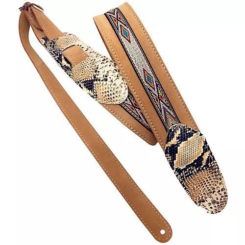 LM Products Snake Embossed and Suede Guitar Strap Black
