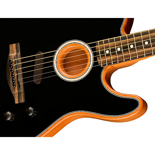 Fender American Acoustasonic Telecaster Ebony Fingerboard Acoustic-Electric Guitar Black