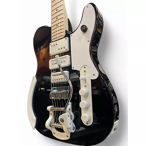 Used Fender ack White Triplecaster Telecaster Black Solid Body Electric Guitar Black