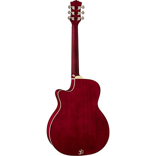 Luna Lotus Quilted Maple Acoustic-Electric Guitar Transparent Shiraz