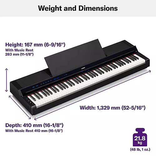 Yamaha P-S500 88-Key Smart Digital Piano With Stream Lights Technology White