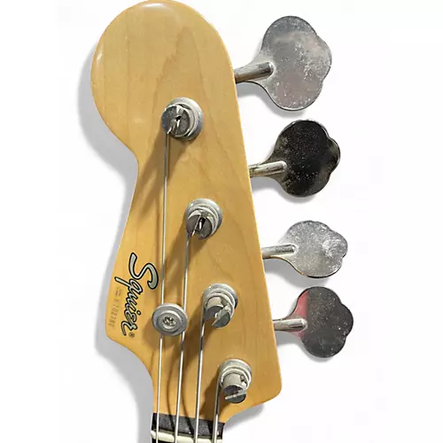 Used Squier Left Handed P Bass Black Electric Bass Guitar Black