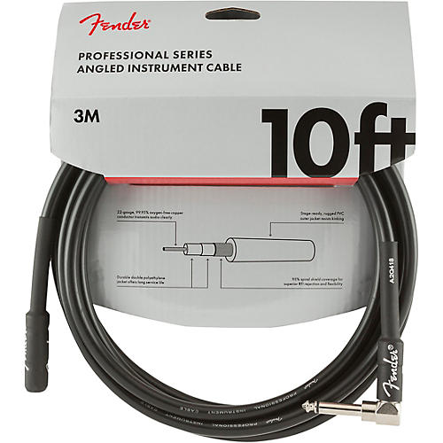 Fender Professional Series Straight to Angle Instrument Cable 25 ft. Black