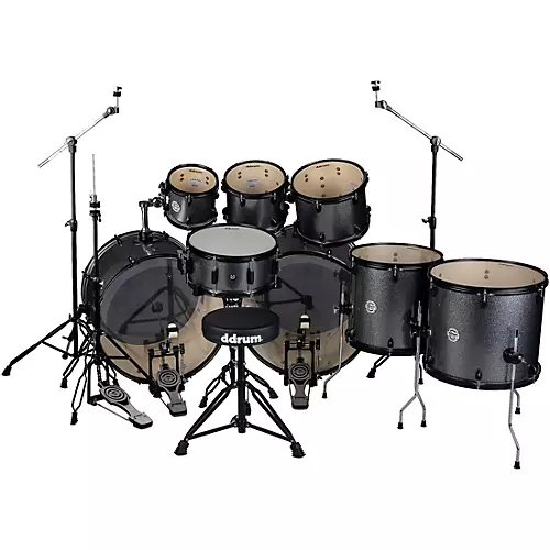 Ddrum D2 8-Piece Double Bass Complete Kit With Black Hardware Dark Silver Sparkle