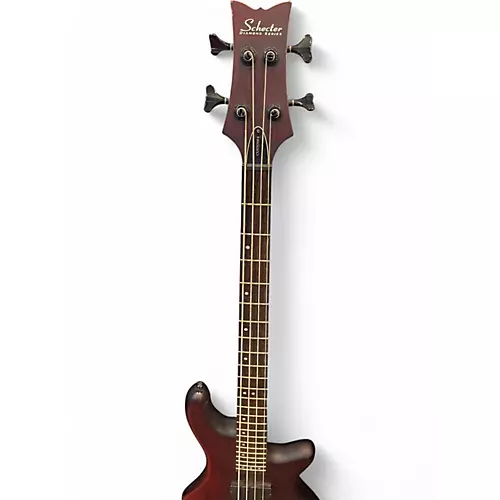 Used Schecter Guitar Research Stiletto Custom 4 String Burgundy Electric Bass Guitar Burgundy